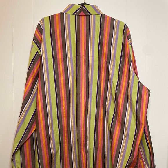 Robert Graham Vertical Line Floral Flip Cuff Classic Fit Men's 3XLT Button Shirt - Picture 3 of 12